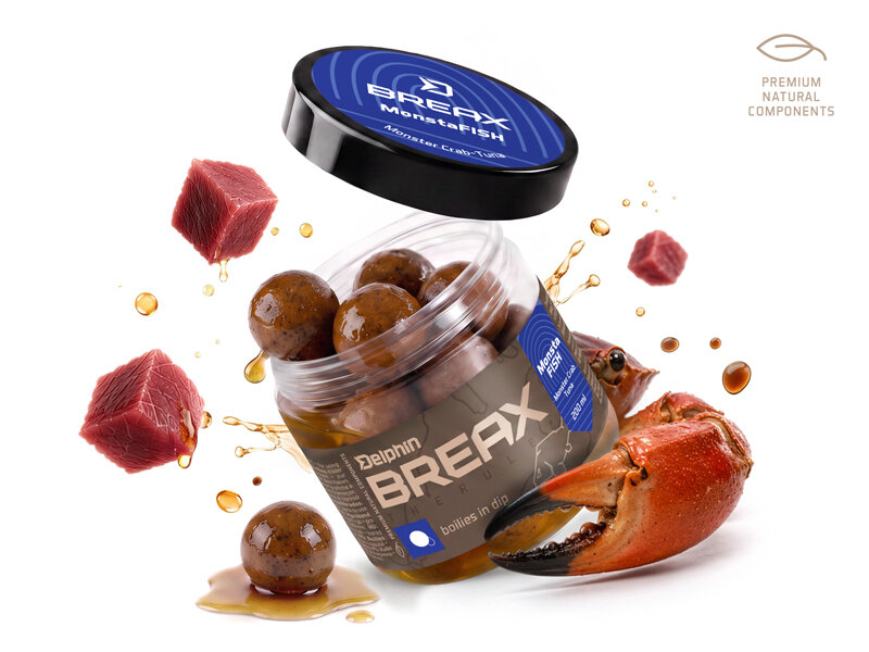 Boilies v dipe Delphin BreaX/MonstaFISH 20mm / 200ml